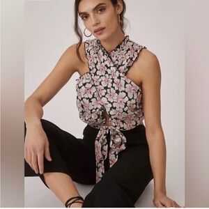 Anthropologie Wrap Halter Top NEW Floral XL Feminine Boho Festival